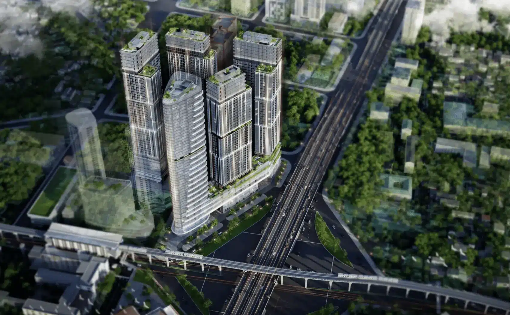Dự án Sun Group Cầu Giấy tọa lạc tại vị trí kim cương, giao thoa Phạm Hùng và Xuân Thủy.